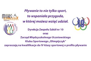 Kwalifikacje do IV klas sportowych o profilu pływanie