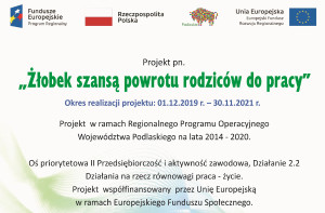 Rekrutacja do projektu pn. „Żłobek szansą powrotu rodziców do pracy”
