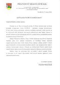 Suwałki apel prezydenta Suwałk