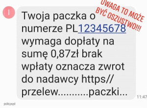 Otrzymałeś sms o dopłacie do przesyłki? Uważaj, to może być oszustwo!