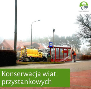 Znaki drogowe i wiaty przystankowe po konserwacji