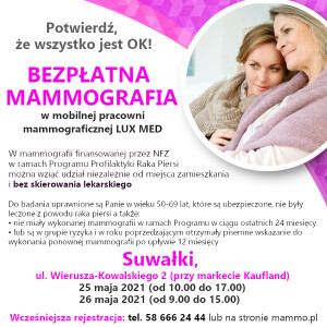 Mammobus w Suwałkach. Badania bezpłatne i bez skierowania