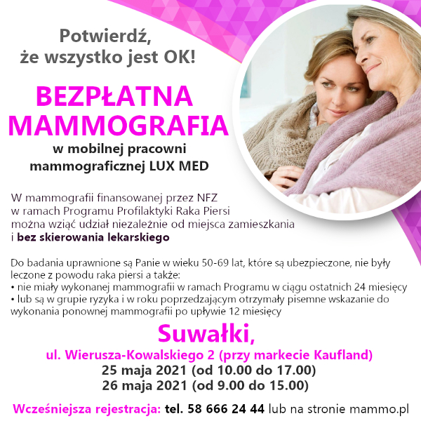 Suwałki bezpłatna mammografia