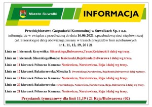 PGK Suwałki zmiana w rozkładzie jazdy