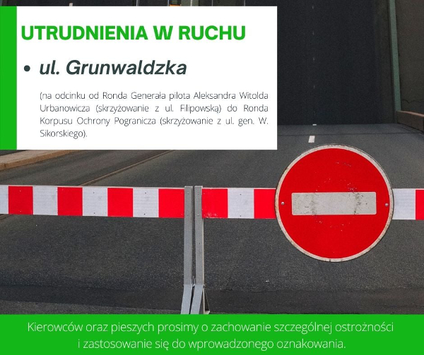 Suwałki utrudenienia w ruchu na ul. Grunwaldzkiej