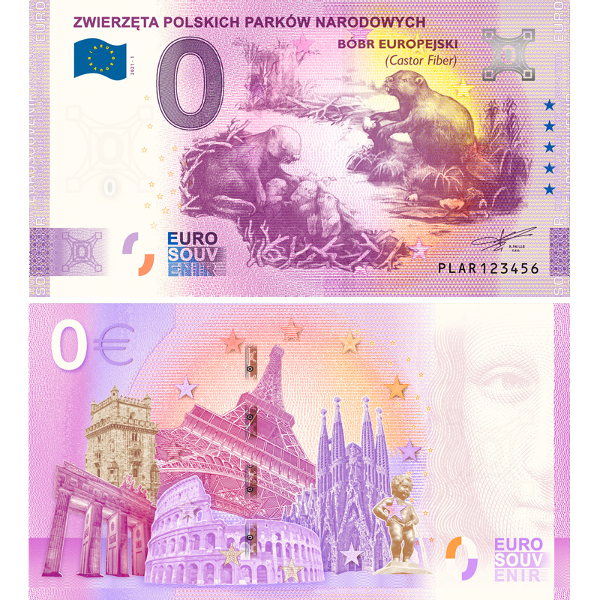 0 euro souvenir zwierzęta bóbr