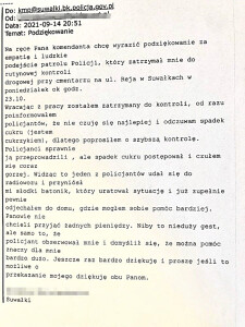 podziękowania policji