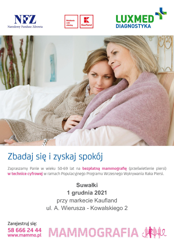 Suwałki bezpłatna mammografia 1.12.2021