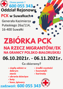 Suwalski PCK prowadzi zbiórkę dla migrantów
