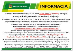 Suwałki PGK zmiany w rozkładzie jazdy autobusów miejskich