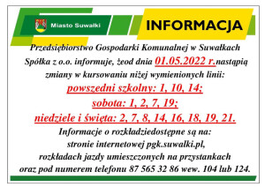 Zmiany w rozkładzie jazdy autobusów miejskich