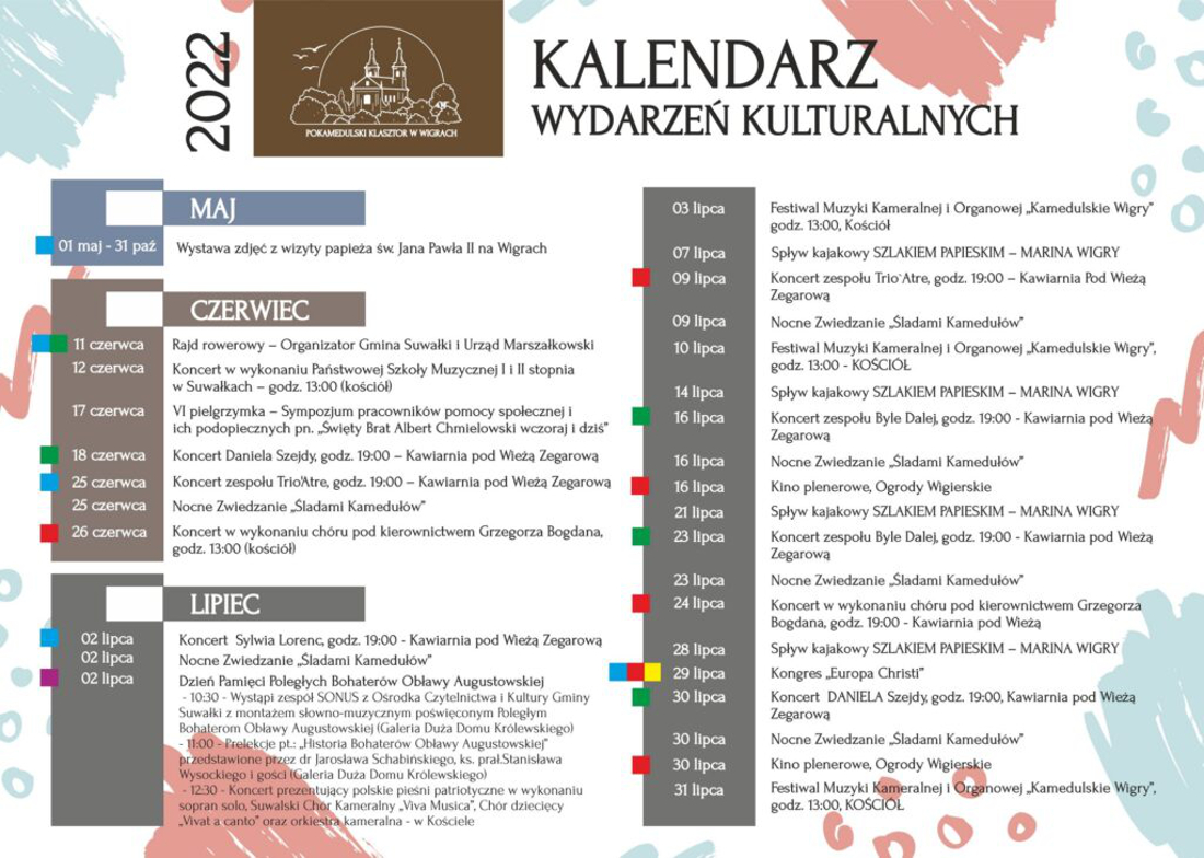 Klasztor w Wigrach kalendarz wydarzeń 2022