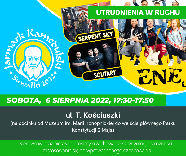 Suwałki utrudnienia w ruchu 6.08.2022