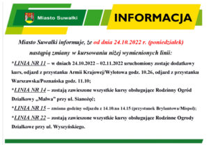 Zmiany w kursowaniu linii: 11, 14, 15, 22