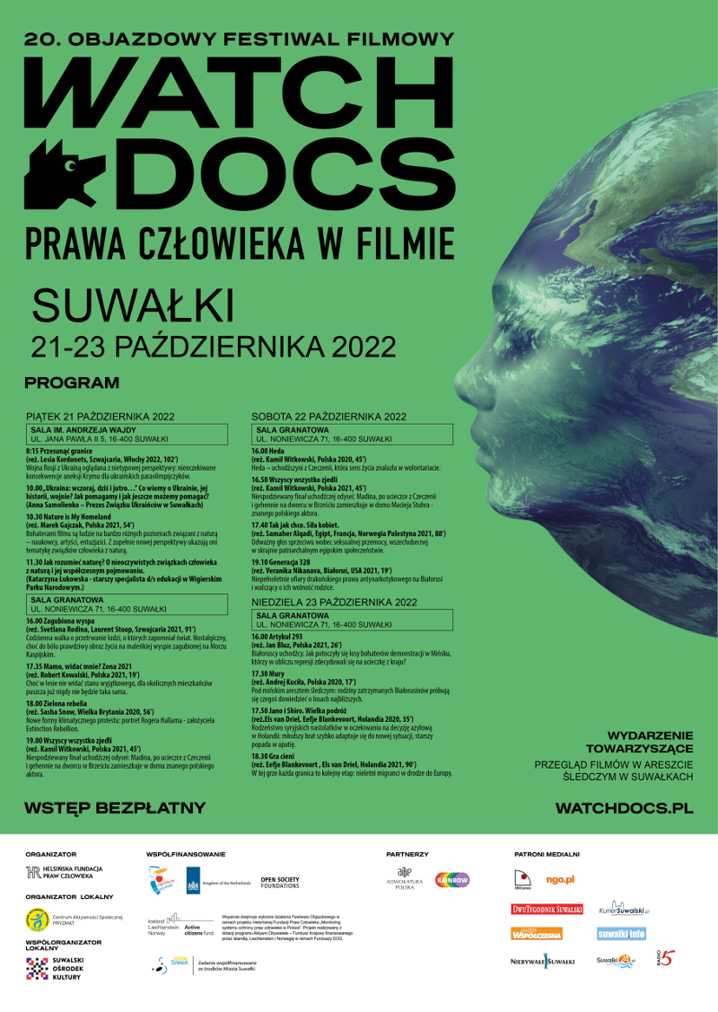 Suwałki Festiwal Filmowy Watch Docs 21-23.10.2022