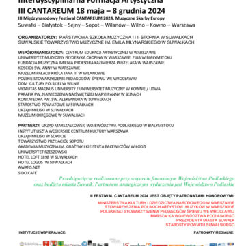 III Międzynarodowy Festiwal CANTAREUM 2024, Muzyczne Skarby Europy - I Mistrzowskie Seminarium Wokalno-Aktorskie