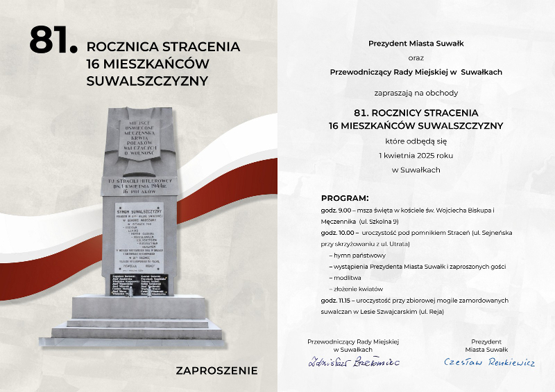 81 ROCZNICA STRACENIA 16 MIESZKAŃCÓW SUWALSZCZYZNY