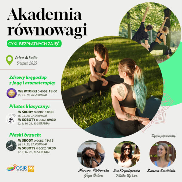 Akademia Równowagi w plenerze – BEZPŁATNE zajęcia nad Zalewem Arkadia