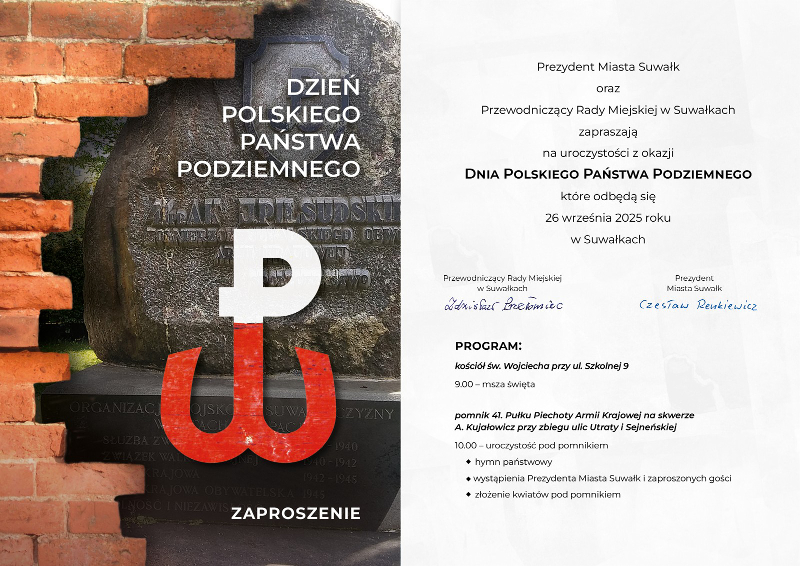 Zaproszenie na obchody Dnia Polskiego Państwa Podziemnego