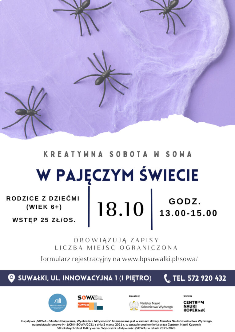 „W świecie pająków” – kreatywna sobota w SOWA Suwałki