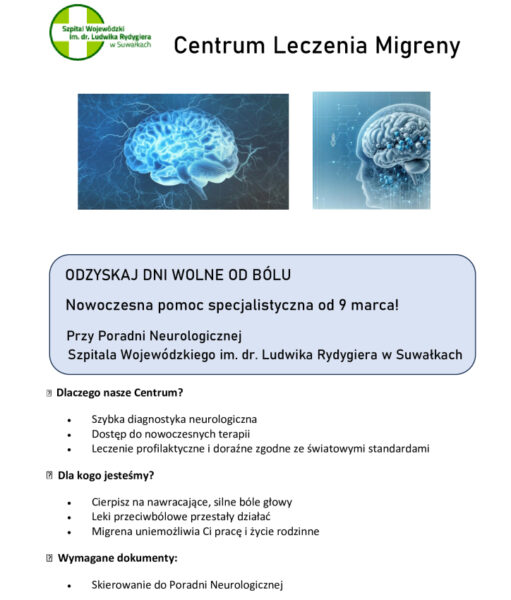 Centrum Leczenia Migreny w suwalskim Szpitalu