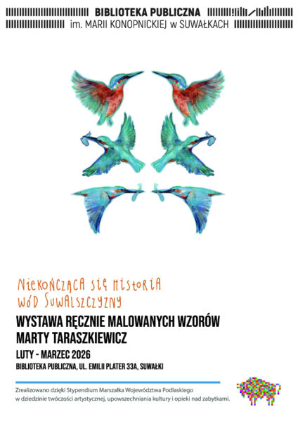 Wystawa ręcznie malowanych wzorów Marty Taraszkiewicz w Bibliotece Publicznej