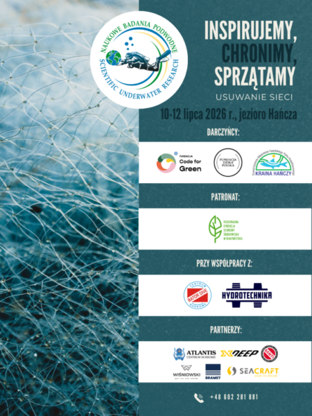 Wydobycie sieci rybackiej z jez. Hańcza